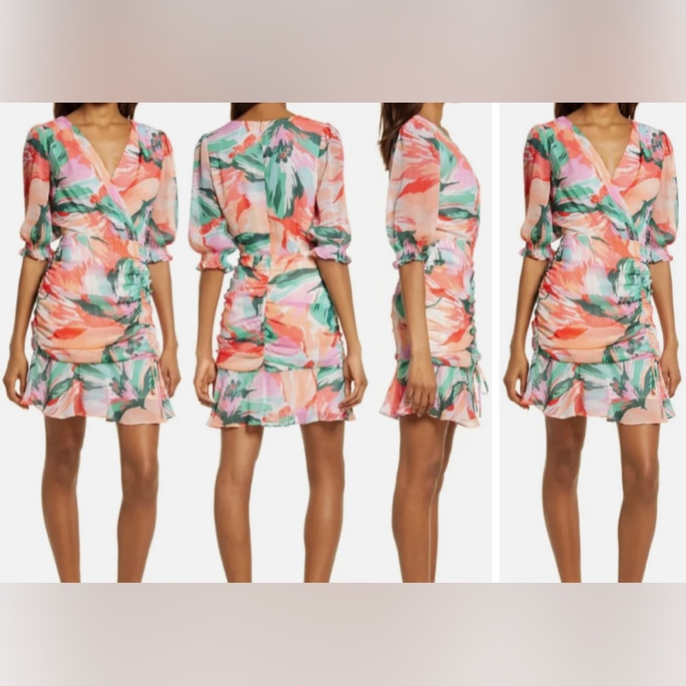 Adelyn Rae coral/green multi dress